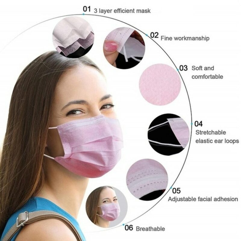 10 200PCS Adult Mouth Masks Disposable Protective Face Mask Facial Mascarillas Quirurgicas Homologadas Colores Masque 3 5