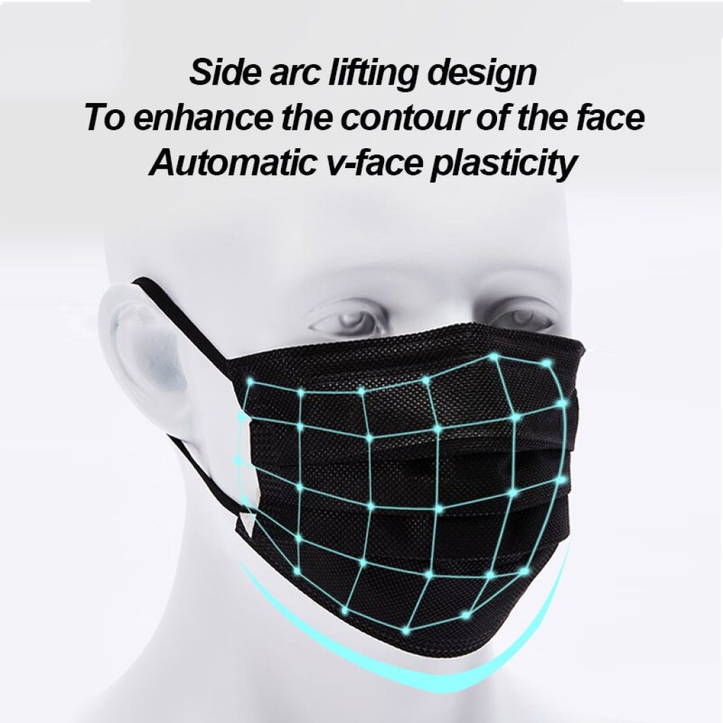 10 200pcs Mask 3ply Mask Black Mouth Cover Face Mask Medic Mouth Mask Surgical Mask Protection 2