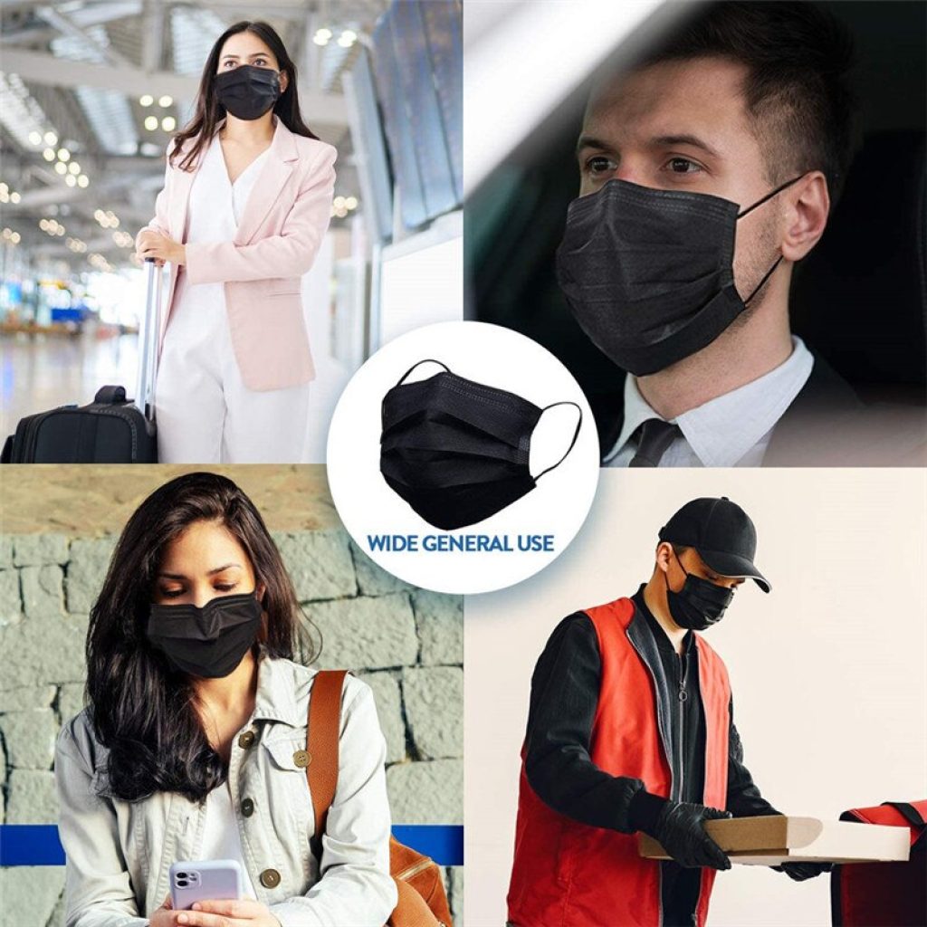 10 200pcs Mask 3ply Mask Black Mouth Cover Face Mask Medic Mouth Mask Surgical Mask Protection 4