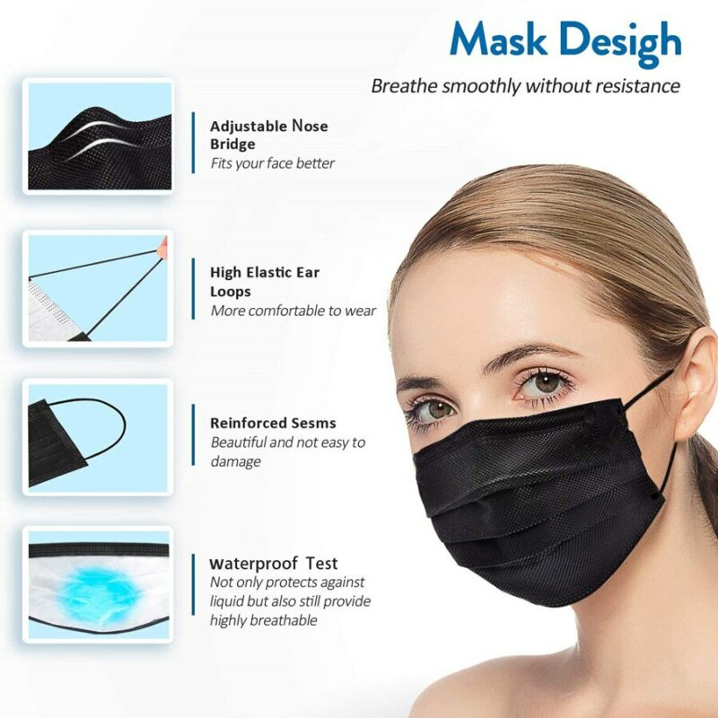 10 200pcs Mask Disposable Non wove Mascarillas 3 Layer Ply Filter Mask Mouth Face Mask Breathable 2
