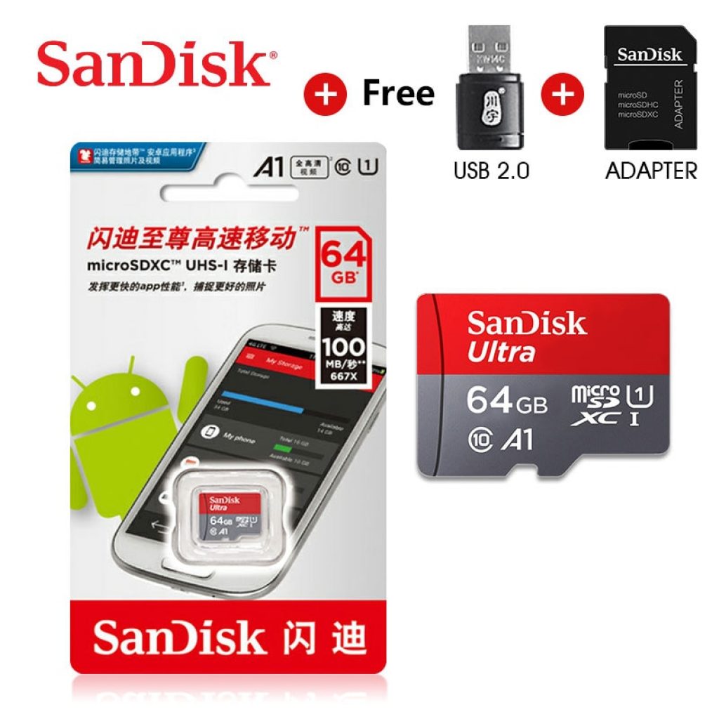 100 Original Sandisk C10 micro sd tf card 32gb 16gb memory card 64gb 128gb micro sd 4