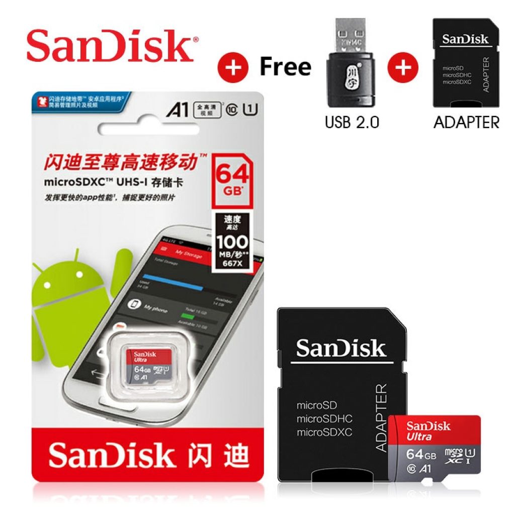 100 Original Sandisk C10 micro sd tf card 32gb 16gb memory card 64gb 128gb micro sd 5