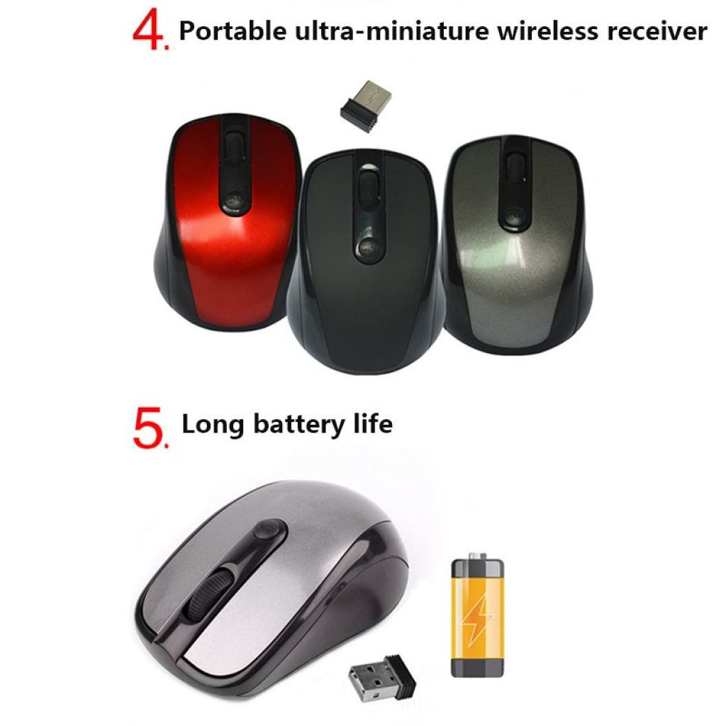 1000DPI Wireless Mouse Mini Optical Mouse Laptop Mice 2 4G 10m with Dongle for Computer PC 2