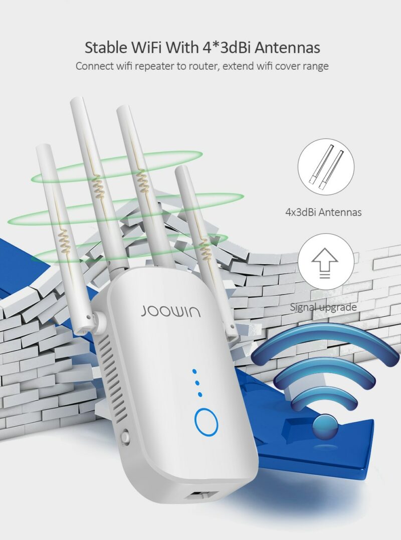 1200Mbps Dual Band 5Ghz Wireless Wifi Repeater Powerful Wifi Router Wifi Extender 4 3dbi Antenna Long 1