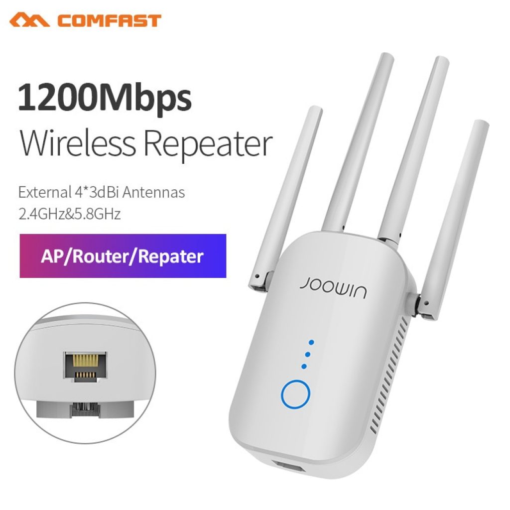 1200Mbps Dual Band 5Ghz Wireless Wifi Repeater Powerful Wifi Router Wifi Extender 4 3dbi Antenna Long