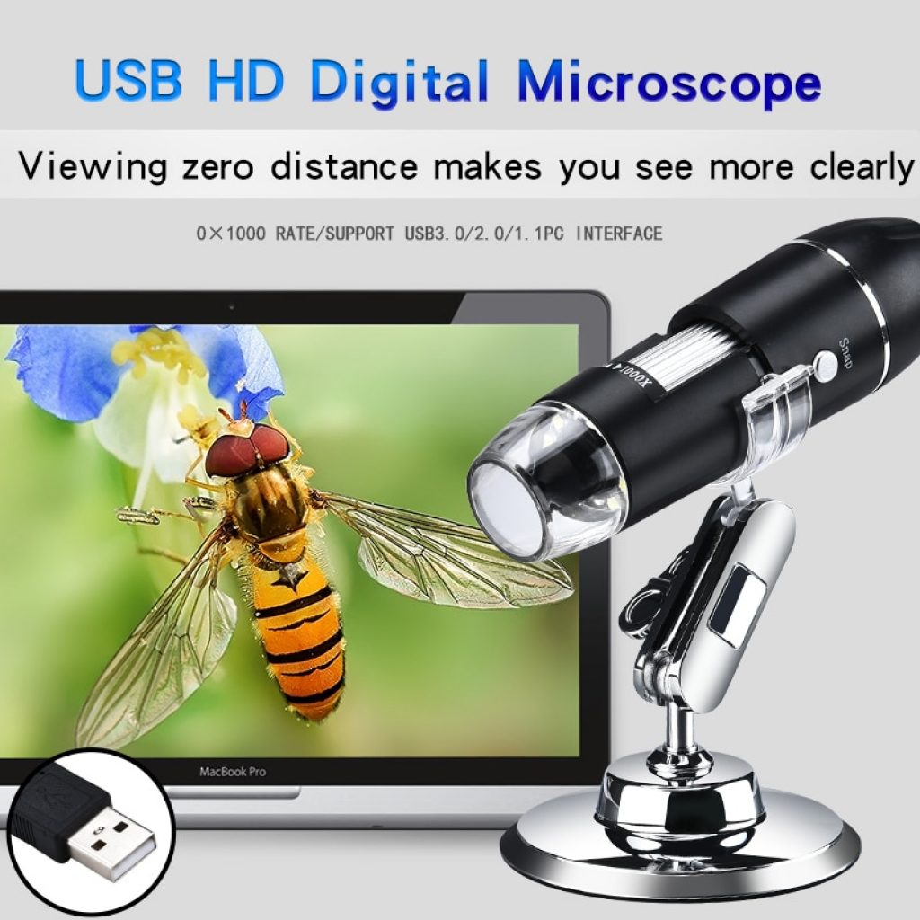 1600X 1000X USB Microscope Handheld Portable Digital Microscope USB Interface Electron Microscopes with 8 LEDs with