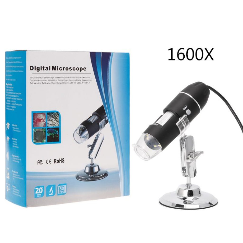 1600X USB Digital Microscope Camera Endoscope 8LED Magnifier with Metal Stand