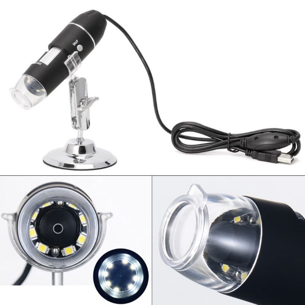 1600X USB Digital Microscope Camera Endoscope 8LED Magnifier with Metal Stand 5