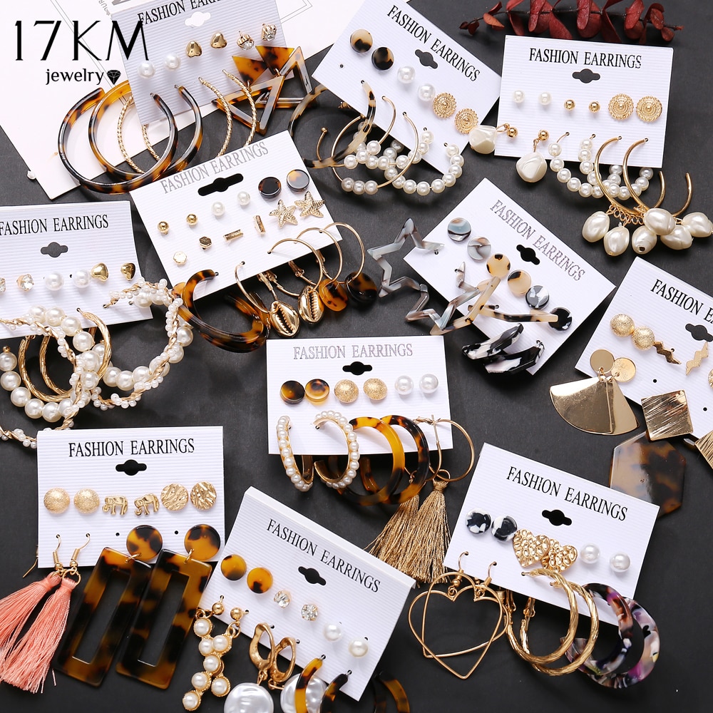 17KM Vintage Tassel Acrylic Earrings For Women Bohemian Earrings Set Big Dangle Drop Earring 2020 Brincos