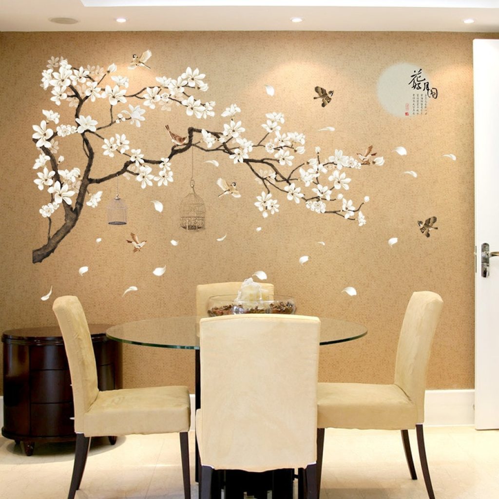 187 128cm Big Size Tree Wall Stickers Birds Flower Home Decor Wallpapers for Living Room Bedroom 1