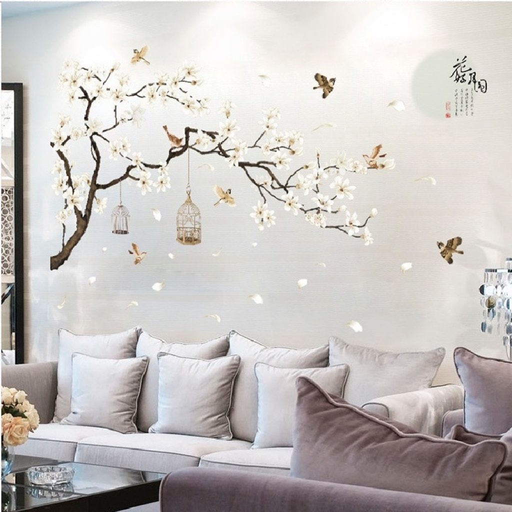187 128cm Big Size Tree Wall Stickers Birds Flower Home Decor Wallpapers for Living Room Bedroom 3