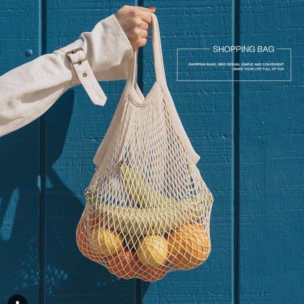 1PCS Large Cotton Totes Shopping Bags foldable Mesh Net String Shopping Bag Reusable Shopping bags Fruit