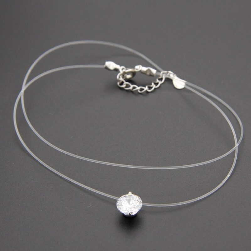 1Pc Fashion Creative Transparent Fish Line Crystal Rhinestone Zircon Choker Necklace Women Jewelry Accessories Gift 248327 2