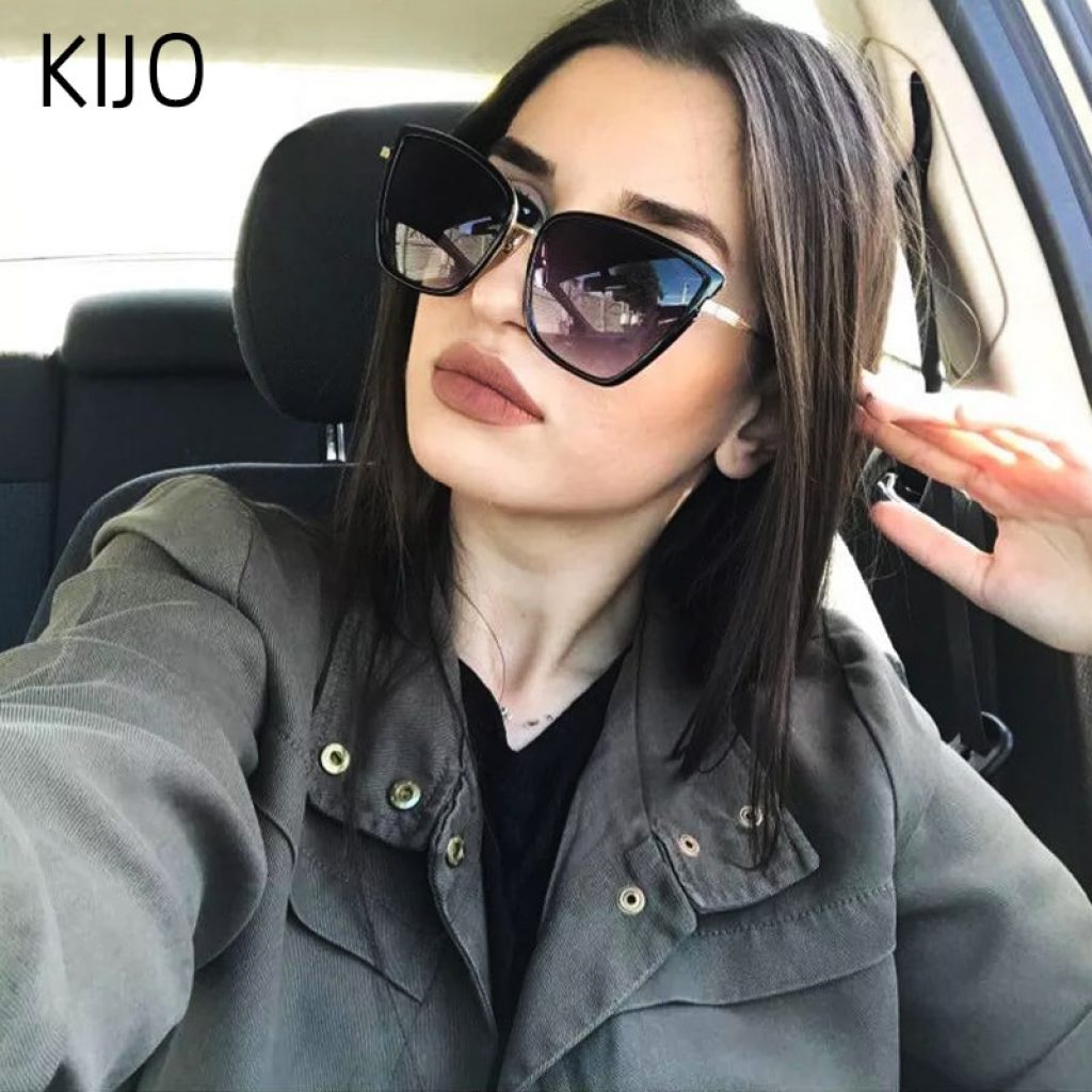 2019 New Brand Designer Cateye Sunglasses Women Vintage Metal Glasses For Women Mirror Retro Lunette De 1
