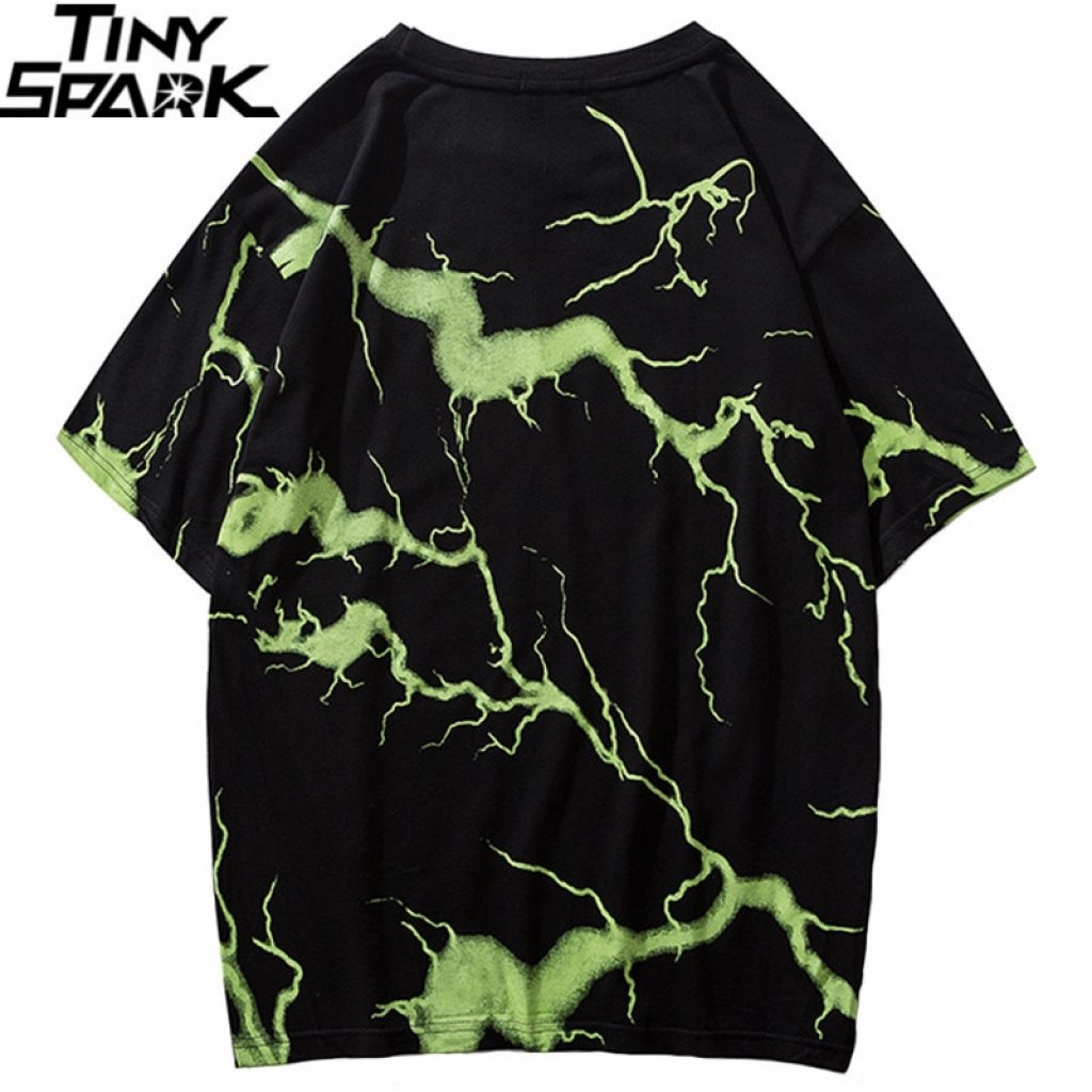 2019 T Shirt Mens Hip Hop Dark Lightning Tshirt Streetwear Summer Cotton Harajuku T Shirts Short 1