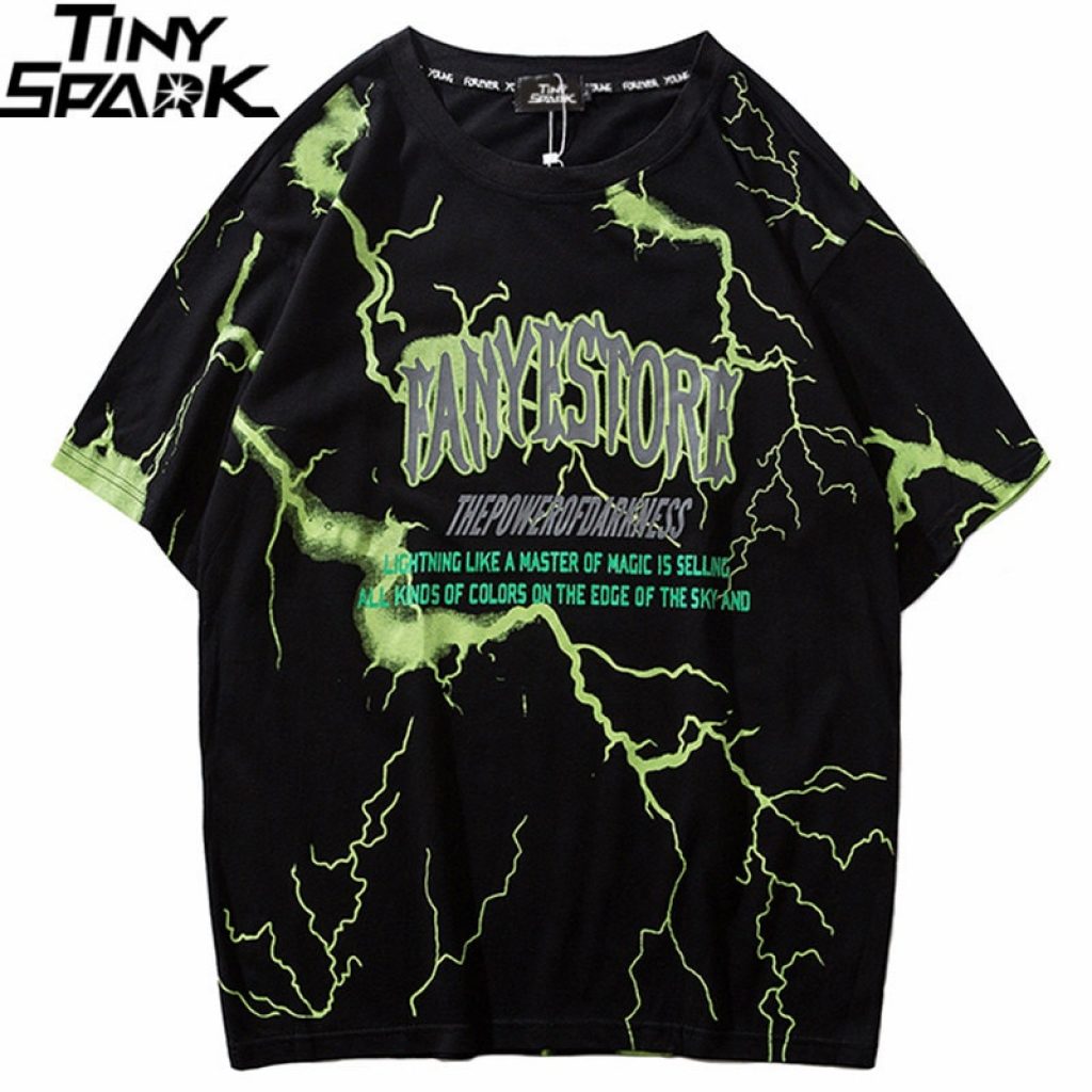 2019 T Shirt Mens Hip Hop Dark Lightning Tshirt Streetwear Summer Cotton Harajuku T Shirts Short