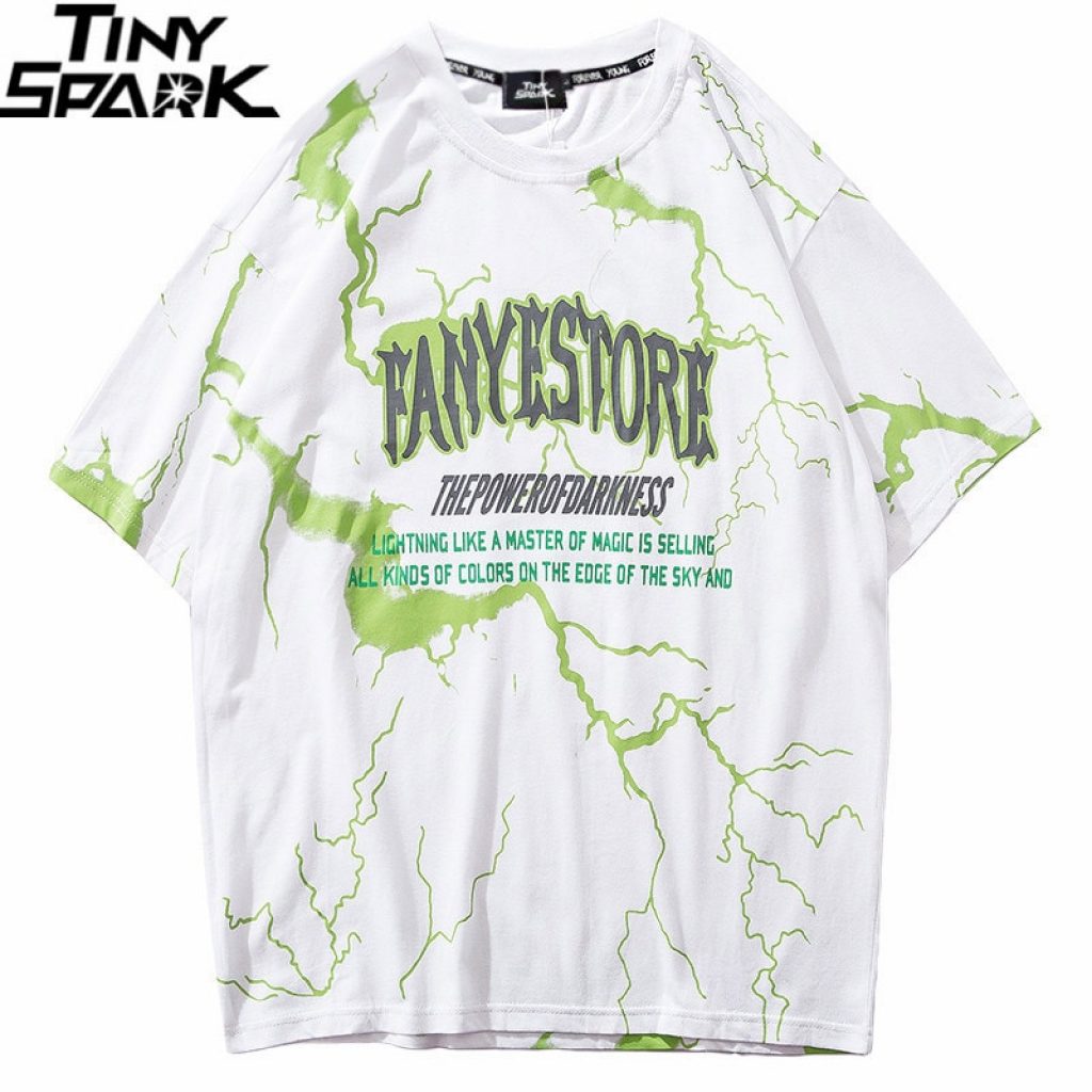 2019 T Shirt Mens Hip Hop Dark Lightning Tshirt Streetwear Summer Cotton Harajuku T Shirts Short 2