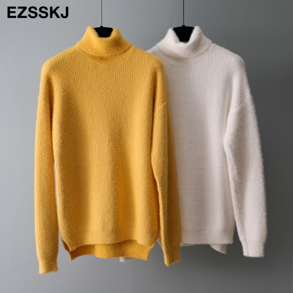 2020 autumn winter oversize turtlenect thick wool cashmere sweater pullovers women long sleeve female casual big 1