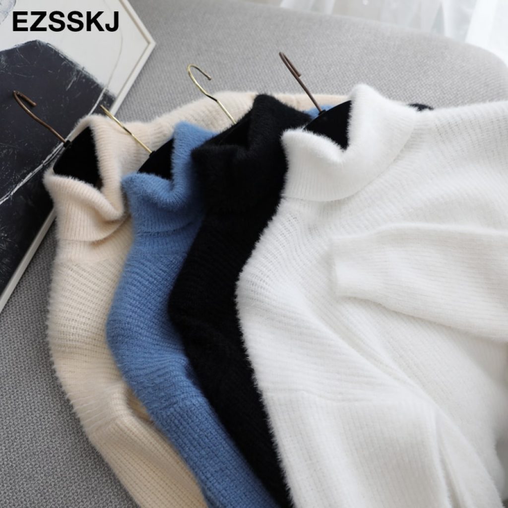 2020 autumn winter oversize turtlenect thick wool cashmere sweater pullovers women long sleeve female casual big 2