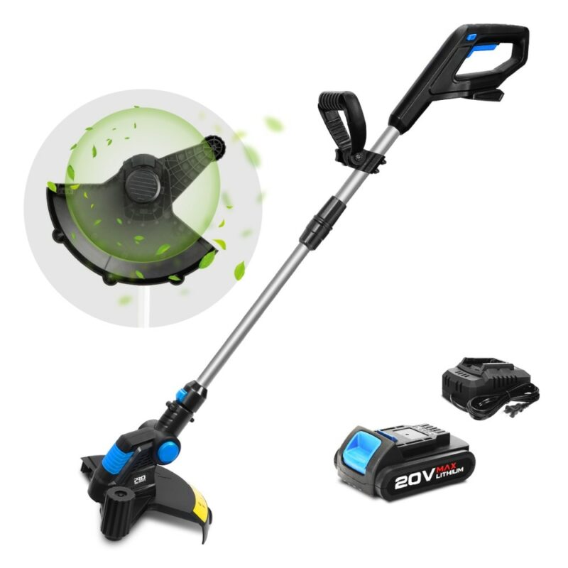 20V Electric Lawn Mower 2000mAh Li ion Cordless Grass Trimmer 12in Auto Release String Cutter Pruning 2