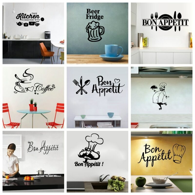 22 Styles Large Kitchen Wall Stickers Home Decor Decals Vinyl Sticker for House Decoration Accessories Mural 3