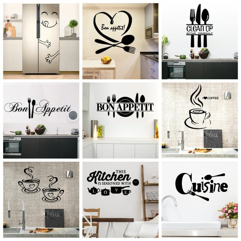 22 Styles Large Kitchen Wall Stickers Home Decor Decals Vinyl Sticker for House Decoration Accessories Mural