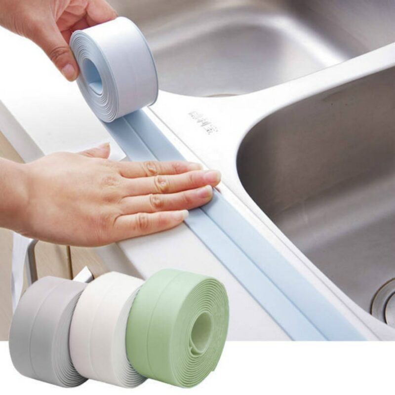 3 2mx22mm Bathroom Shower Sink Bath Sealing Strip Tape White PVC Self Adhesive Waterproof Wall Sticker 1