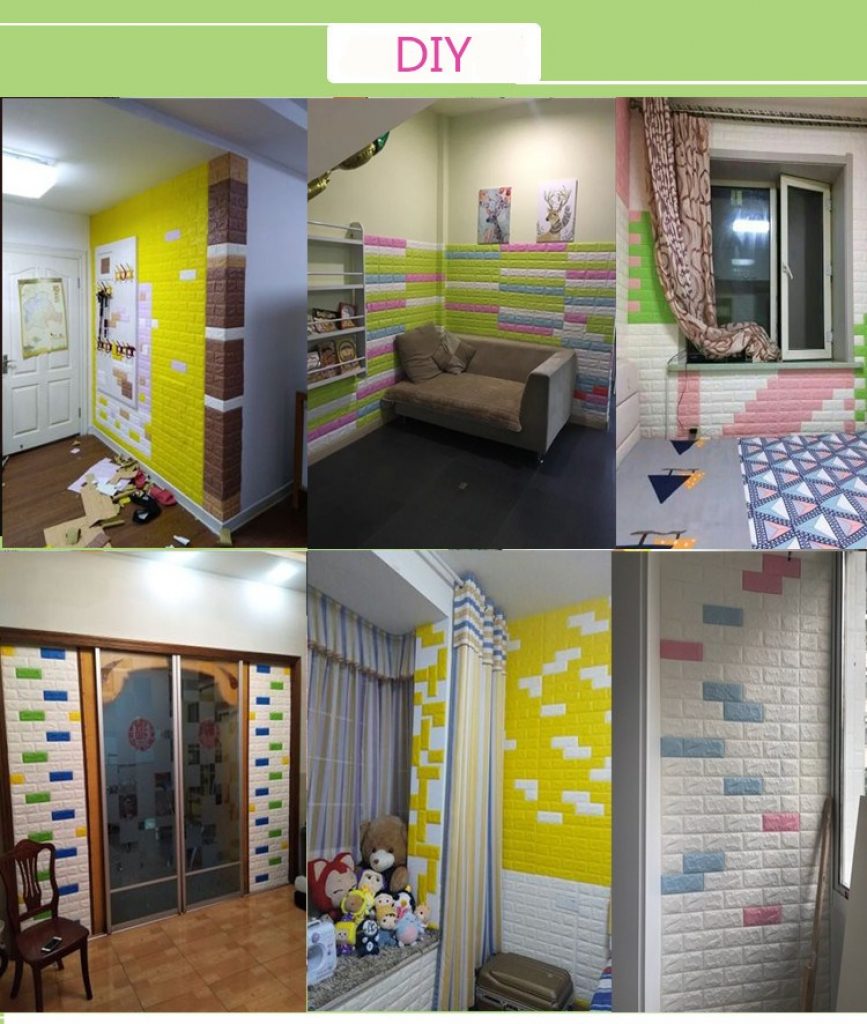 3D Brick Wall Stickers Wallpaper Decor Foam Waterproof Wall Covering Wallpaper For Kids Living Room DIY 5