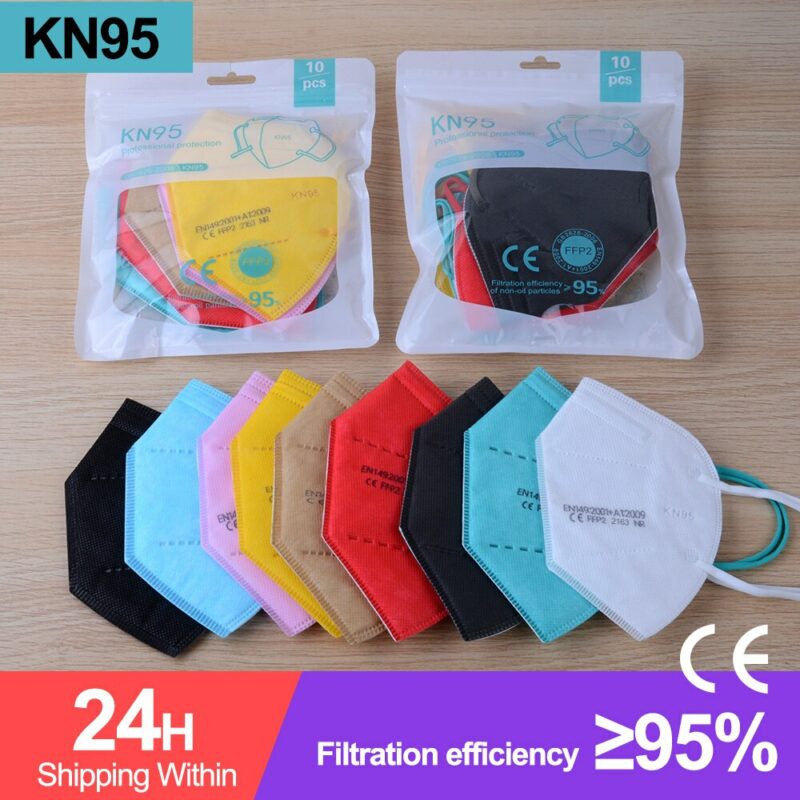 5 200PCS FFP2 Masks KN95 Mascarillas 5 Layers Filter Reusable Face Mask Protective Mouth Masken CE 1