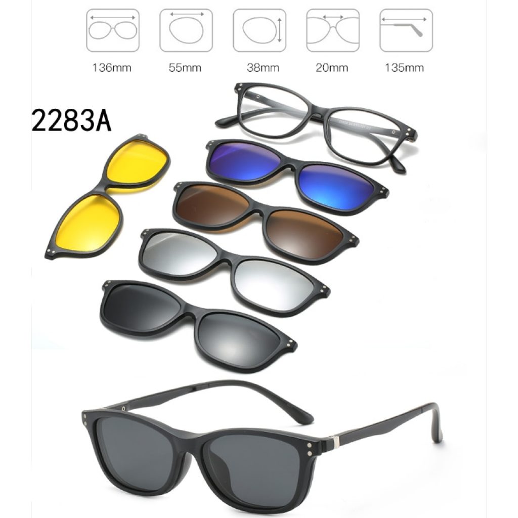 6 In 1 Custom Men Women Polarized Optical Magnetic Sunglasses Clip Magnet Clip on Sunglasses Polaroid 2