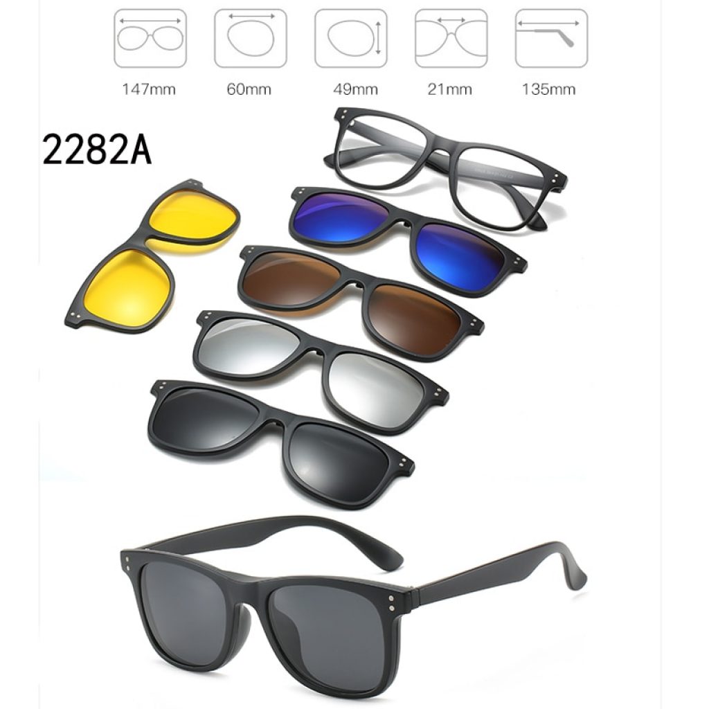 6 In 1 Custom Men Women Polarized Optical Magnetic Sunglasses Clip Magnet Clip on Sunglasses Polaroid 3
