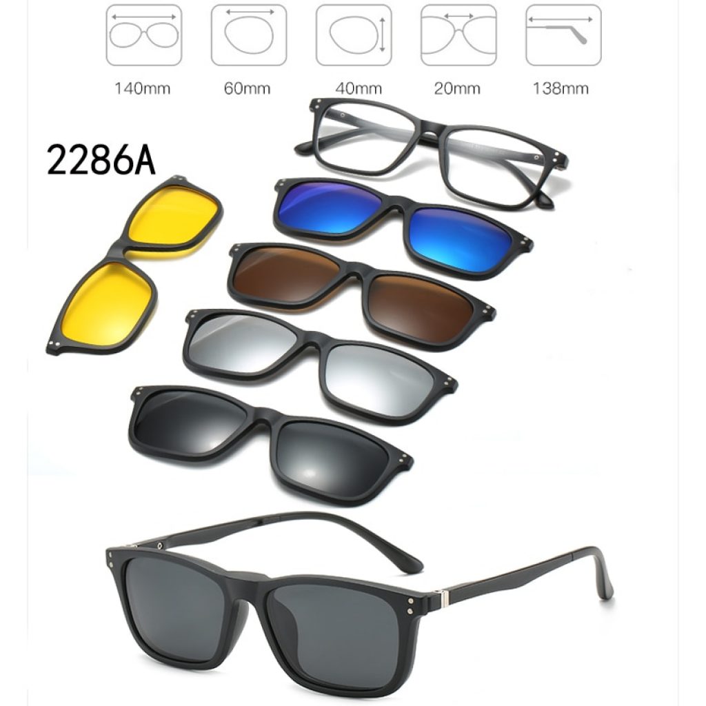 6 In 1 Custom Men Women Polarized Optical Magnetic Sunglasses Clip Magnet Clip on Sunglasses Polaroid 4