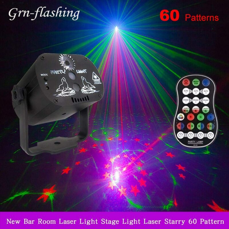 60 Patterns RGB LED Disco Light 5V USB Recharge RGB Laser Projection Lamp Stage Lighting Show