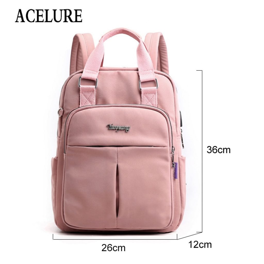 ACELURE Anti Theft USB Charge Nylon Backpack Waterproof Women School Backpacks Bagpack School Bags Teenage Girls 1