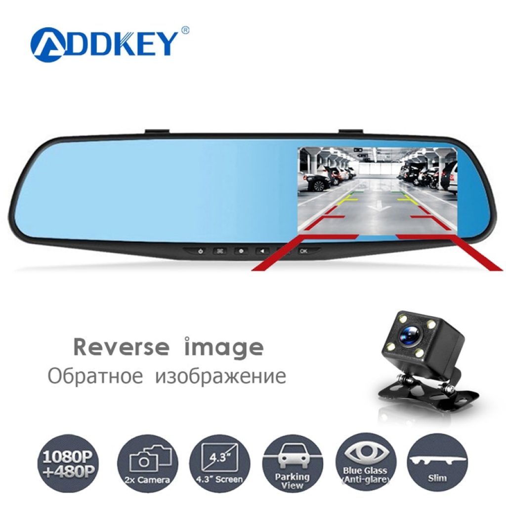 ADDKEY Full HD 1080P Car Dvr Camera Auto 4 3 Inch Rearview Mirror dash Digital Video 1