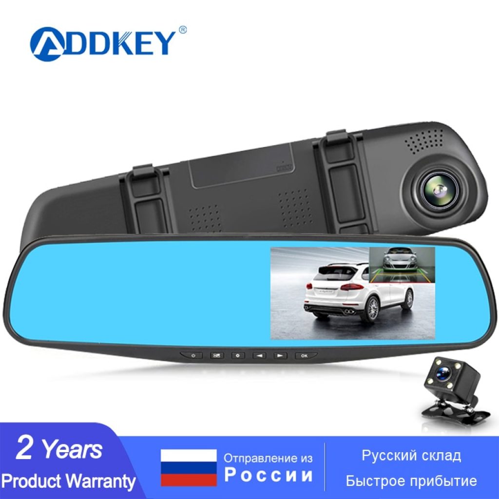 ADDKEY Full HD 1080P Car Dvr Camera Auto 4 3 Inch Rearview Mirror dash Digital Video