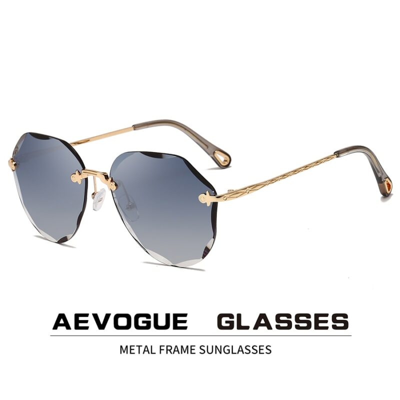 AEVOGUE Sunglasses For Women ladies Rimless Diamond cutting Lens Brand Designer Ocean Shades Vintage Sun Glasses
