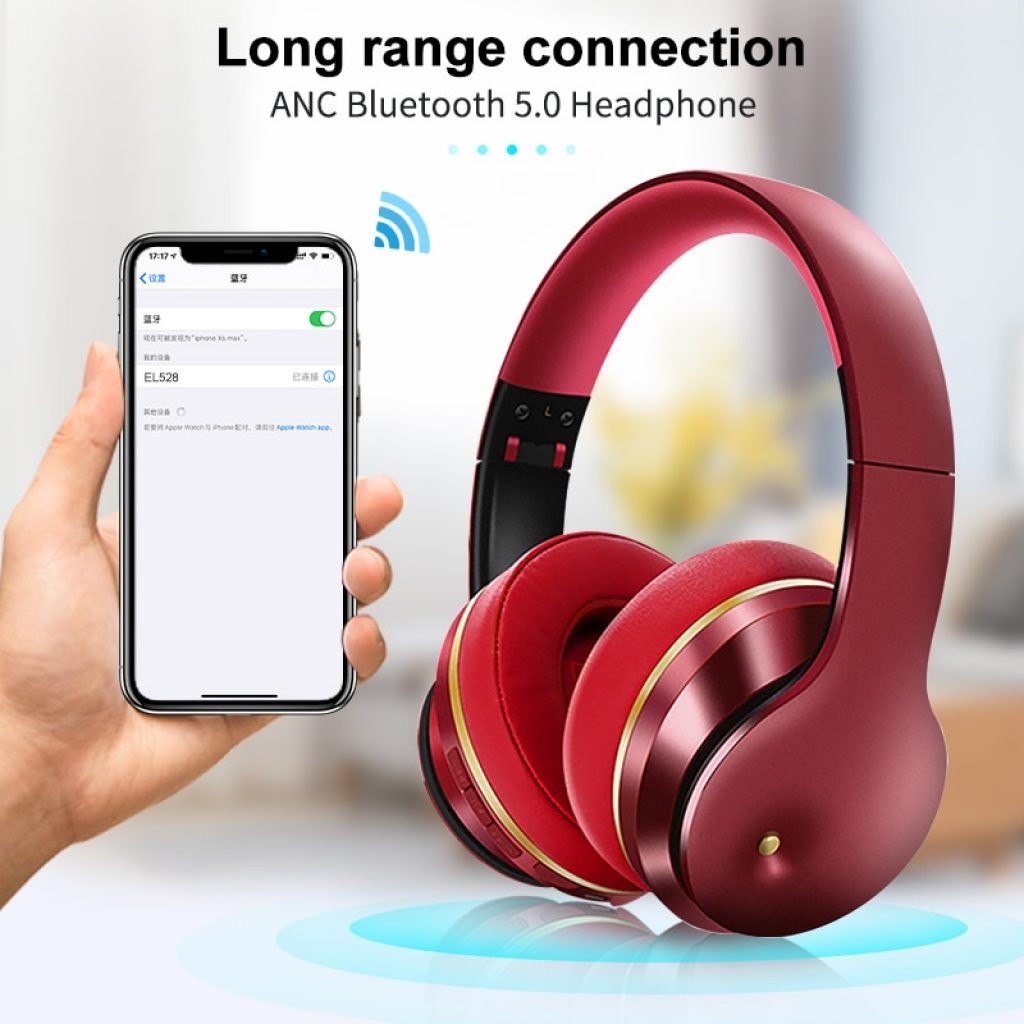 ANC Bluetooth Headphones Active Noise Cancelling Wireless Headset Foldable Hifi Deep Bass Earphones with Microphone for 4
