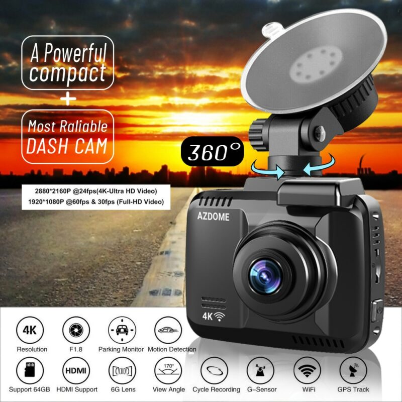 AZDOME Dash Cam GS63H 4K Built in GPS Speed Coordinates WiFi DVR Dual Lens Car Camera 1