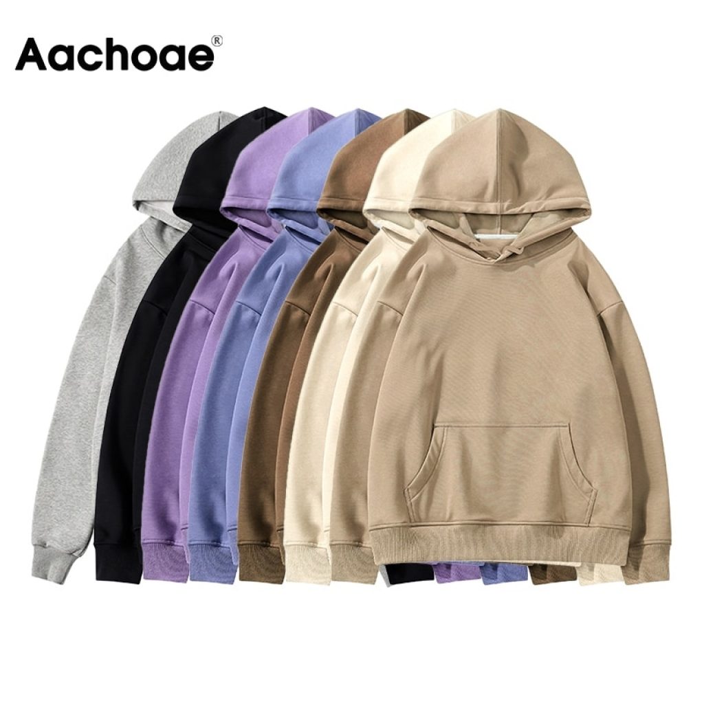 Aachoae Women Fleece Hoodies Sweatshirt 2020 Autumn Winter Solid Cotton Hooded Sweatshirt Casual Loose Jumper Pullover