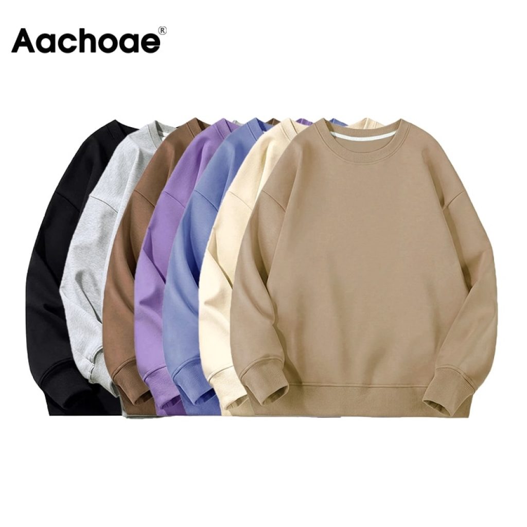 Aachoae Women Fleece Hoodies Sweatshirt 2020 Autumn Winter Solid Cotton Hooded Sweatshirt Casual Loose Jumper Pullover 2