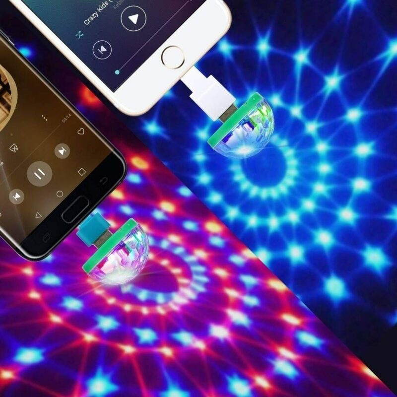 Aimkeeg RGB Mini USB LED Party Lights Portable Sound Control Magic Ball 3W Mini Colorful DJ 2