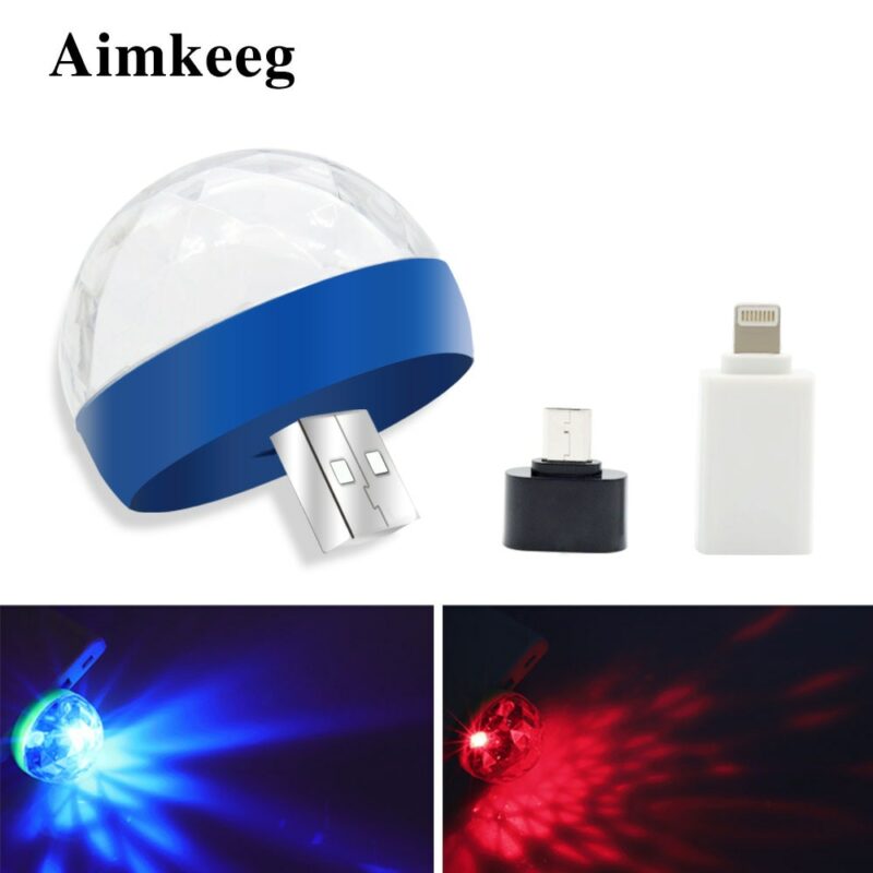 Aimkeeg RGB Mini USB LED Party Lights Portable Sound Control Magic Ball 3W Mini Colorful DJ