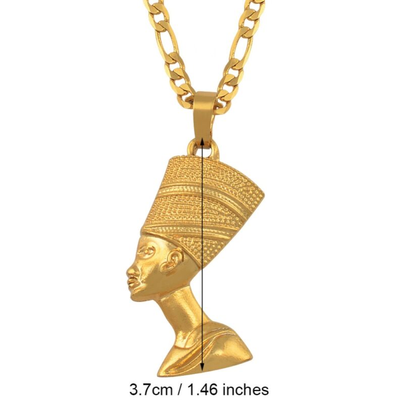 Anniyo Egyptian Queen Nefertiti Pendant Necklaces Women Men Jewelry Silver Color Gold Color Wholesale Jewellery African 2