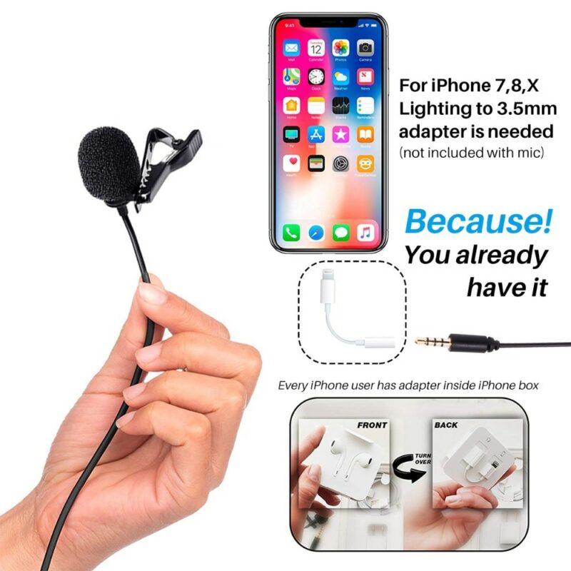 BOYA BY M1 3 5mm Audio Video Record Lavalier Lapel Microphone Clip On Mic for iPhone 3
