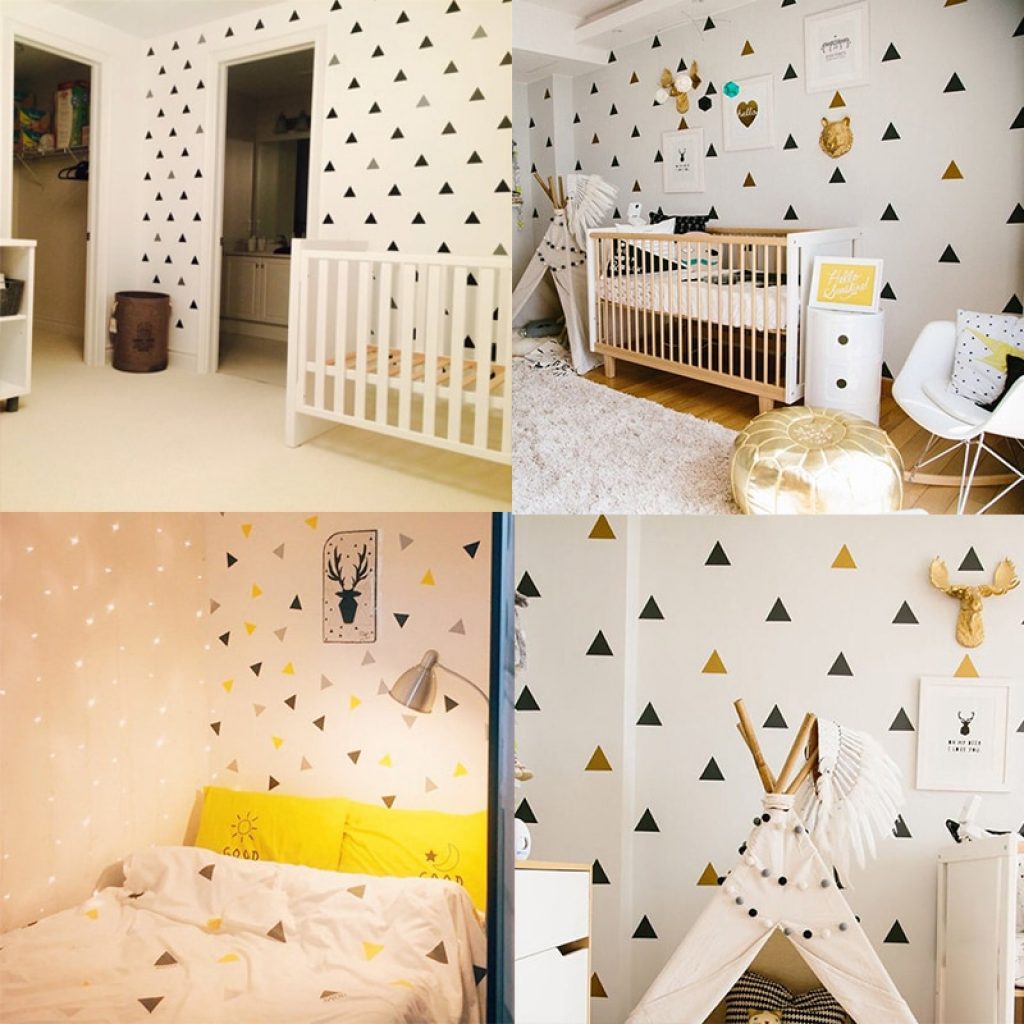 Baby Boy Room Triangles Wall Stickers Simple Shape for Children Room Art Decorative Sticker Kids Nursery 2