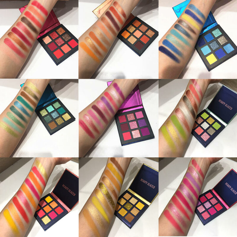 Beauty Glazed Makeup Eyeshadow Pallete makeup brushes 9 Color Shimmer Pigmented Eye Shadow Palette Make up