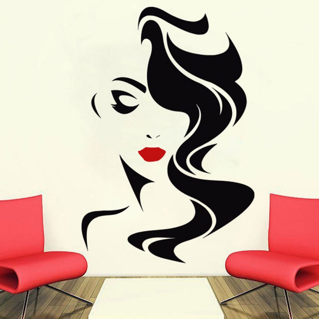 Beauty Salon Wall Sticker Beautiful Lady Hairdresser For Lady s Red Lips Vinyl Makeup Sticker Hair 2