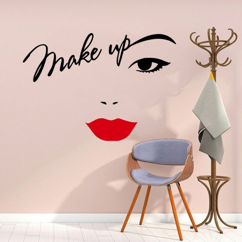 Beauty Salon Wall Sticker Beautiful Lady Hairdresser For Lady s Red Lips Vinyl Makeup Sticker Hair 4