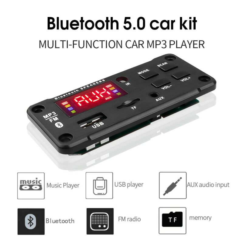 Big Color Screen Car Audio USB TF FM Radio Module Wireless Bluetooth 5V 12V MP3 WMA 2